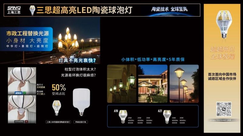 超越所見,三思,重磅發(fā)布,10000流明,A21,陶瓷球泡,高端光源,“陶瓷芯”,填補(bǔ)全球市場空白